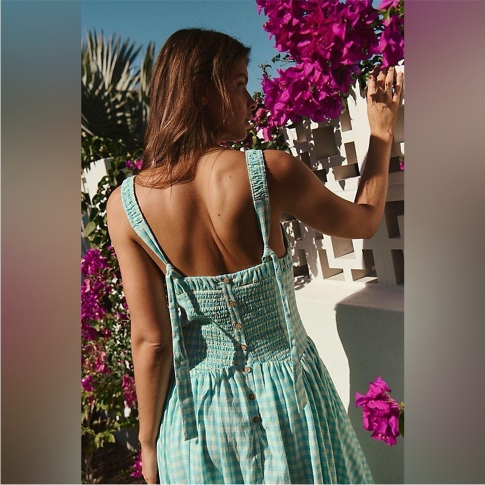 Free People Green and White Sleeveless Sundress - Picture 2 of 4